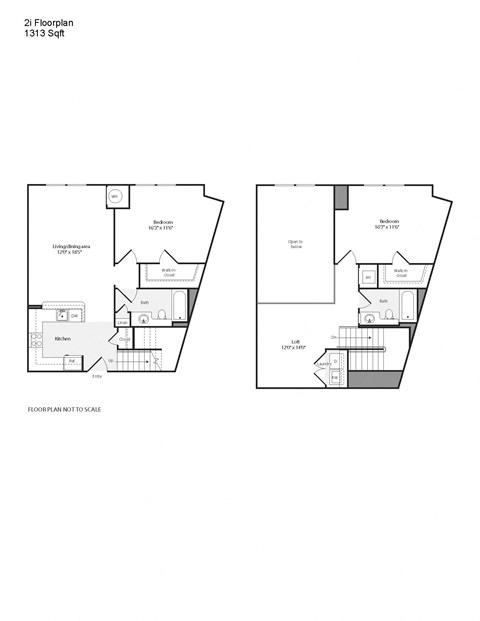 Floor plan for 2 beds, 2 baths, 1313 sqft